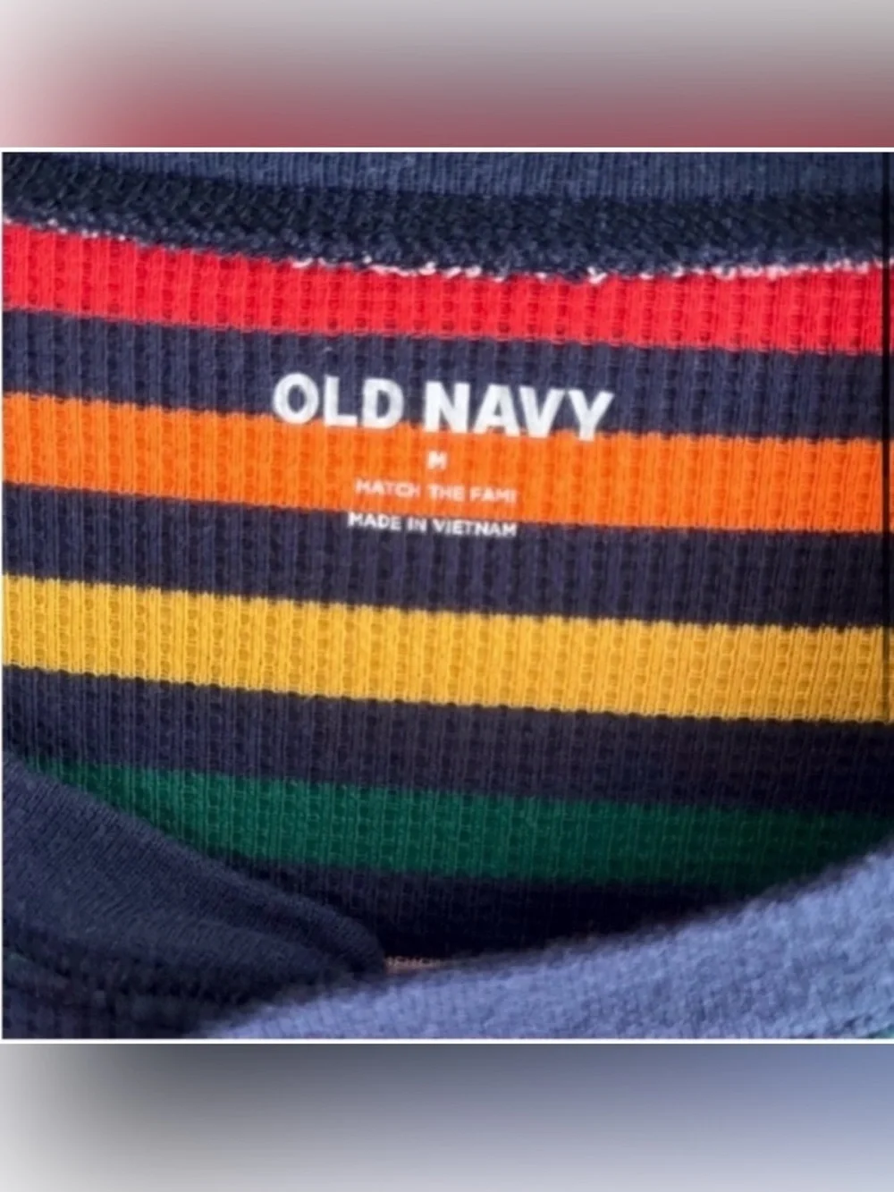 Old Navy Long Underwear Pajamas with Rainbow Color Stripes Medium